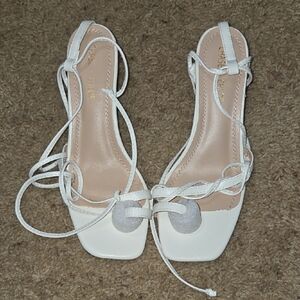 Chase + Chloe White Strappy Heels